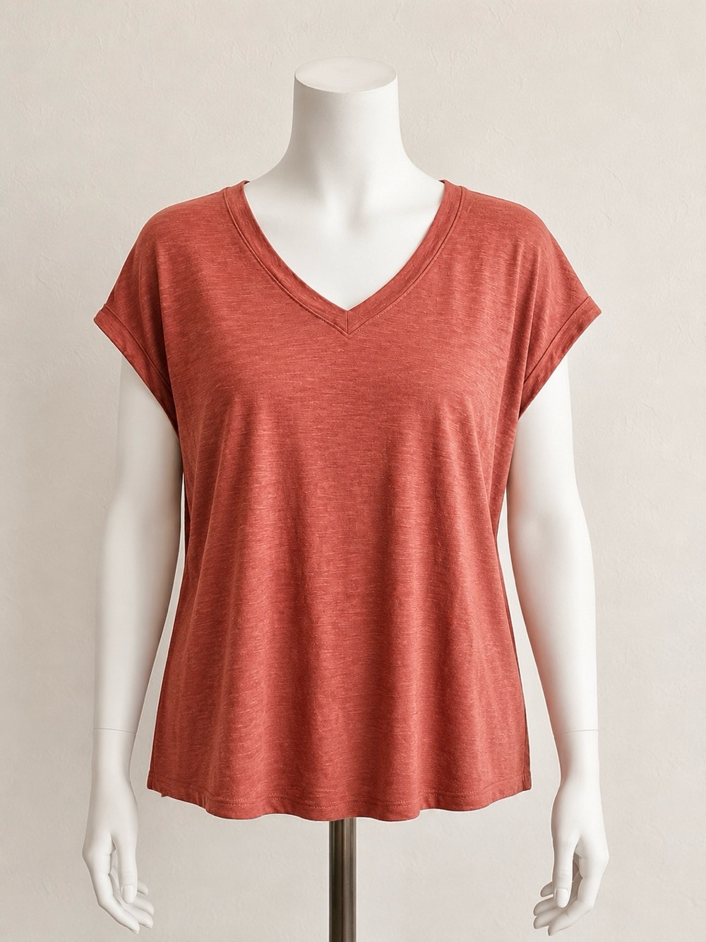 Jessica Simpson Coral-Orange V-Neck Top Sz L